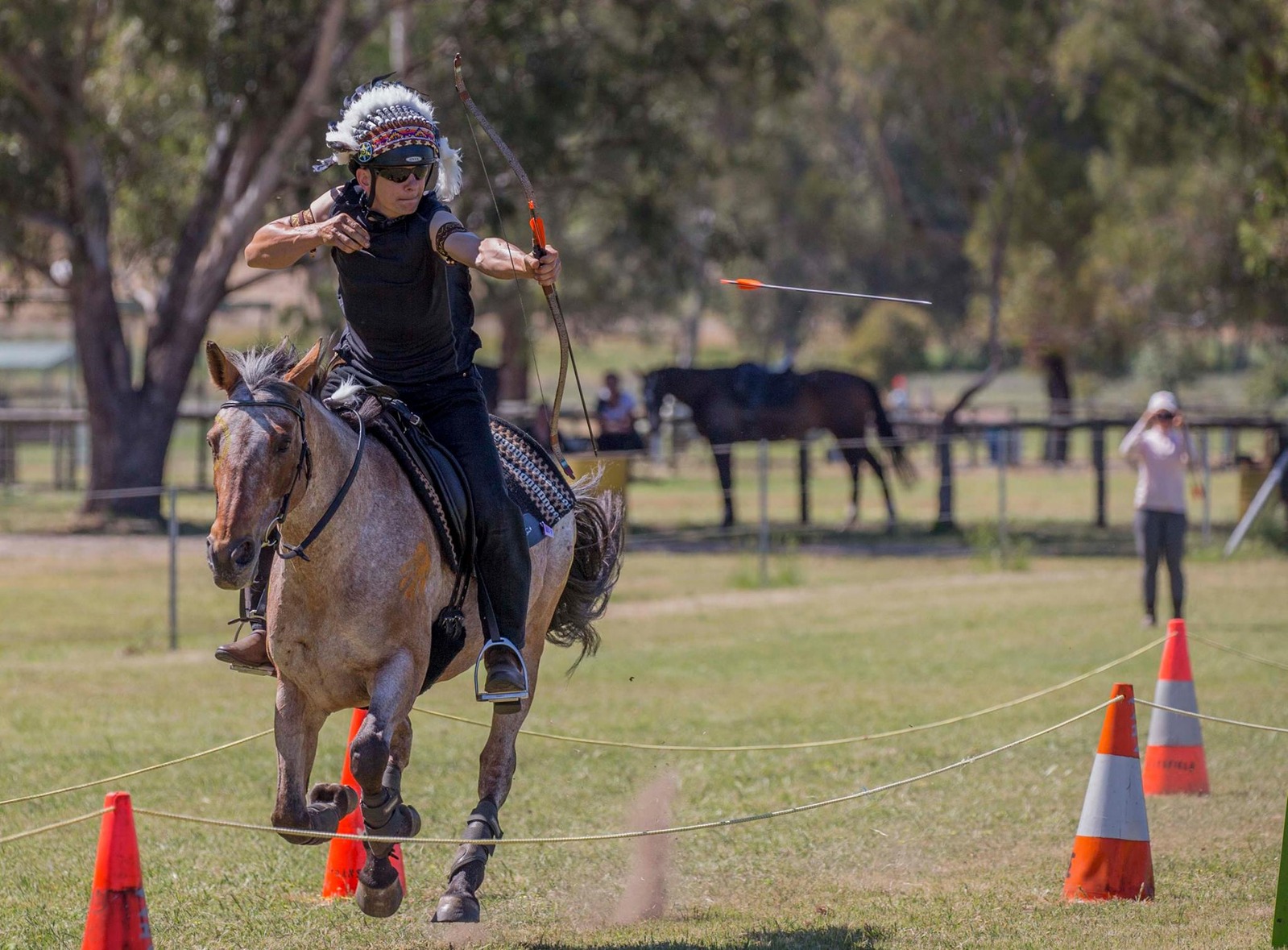 Katrin riding Mary Supersonic in an outdoor arena